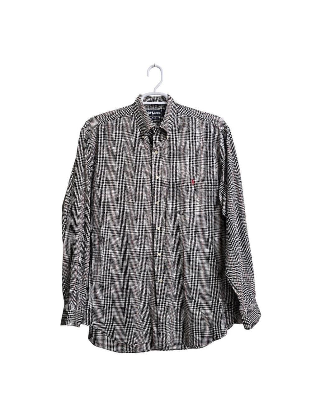 Ralph Lauren Vintage Blaire Houndstooth Long Sleeve Casual Button Down Sz L